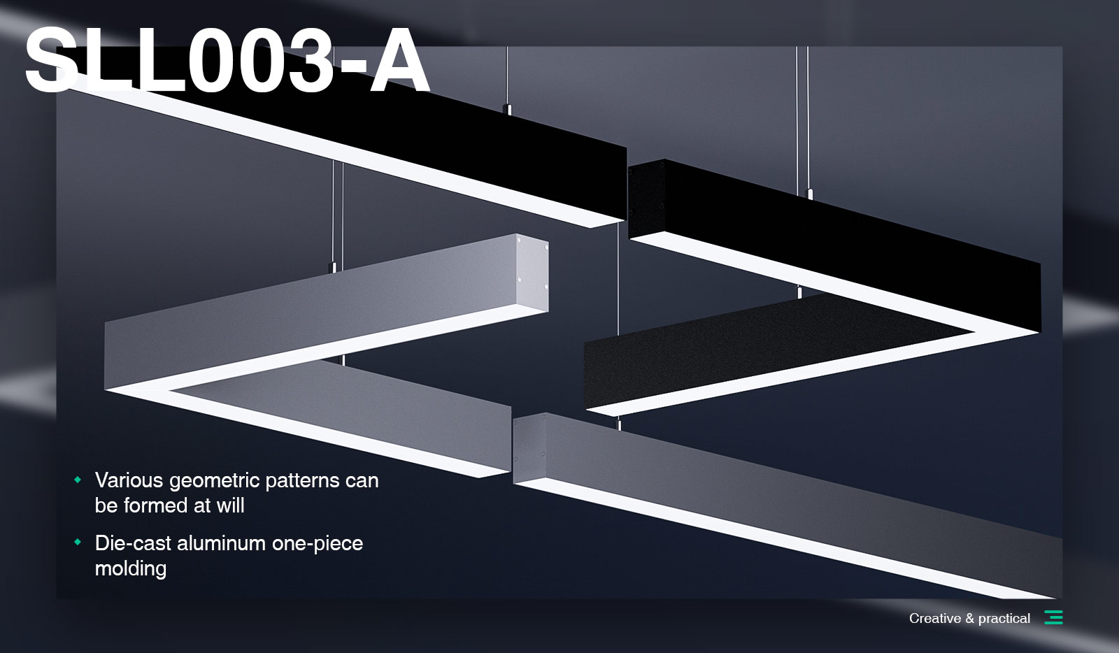 Lámpara Lineal LED de Techo Colgante Negro 40W 3000K 4300LM -KOSOOM-Lámpara Lineal LED--01