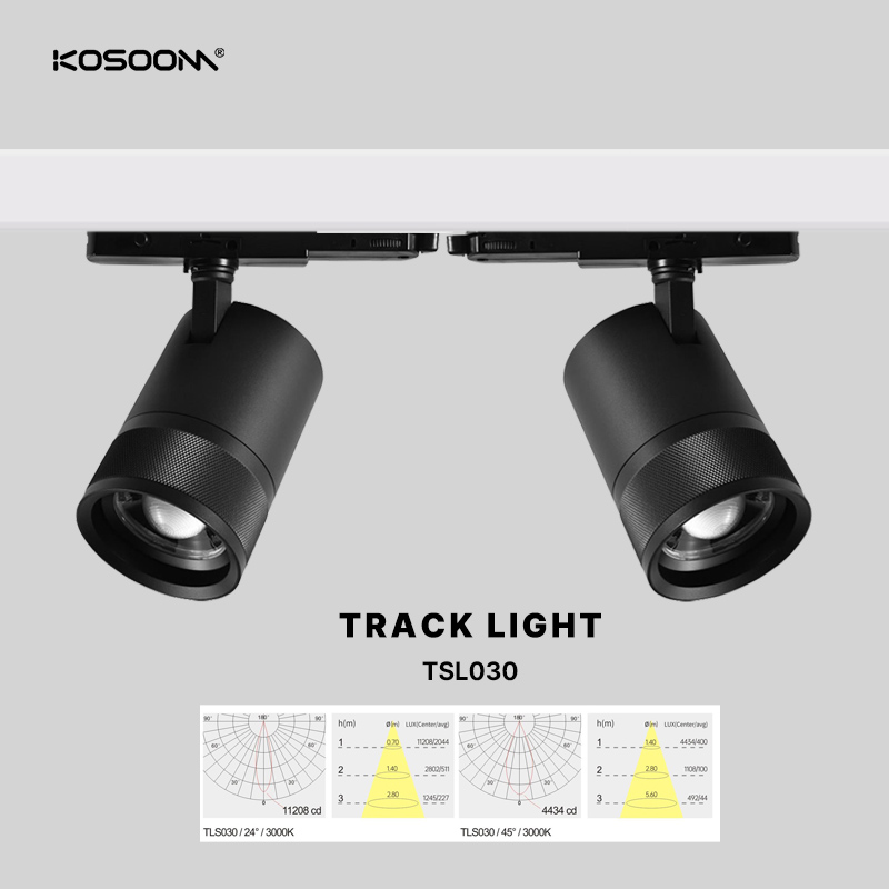 Focos de cariil Ángulo de Haz Ajustable COB Antideslumbrante Atenuación LED Luces de Pista para Diseños Comerciales TLSZ03 -Kosoom-Focos de Carril-Productos Personalizados