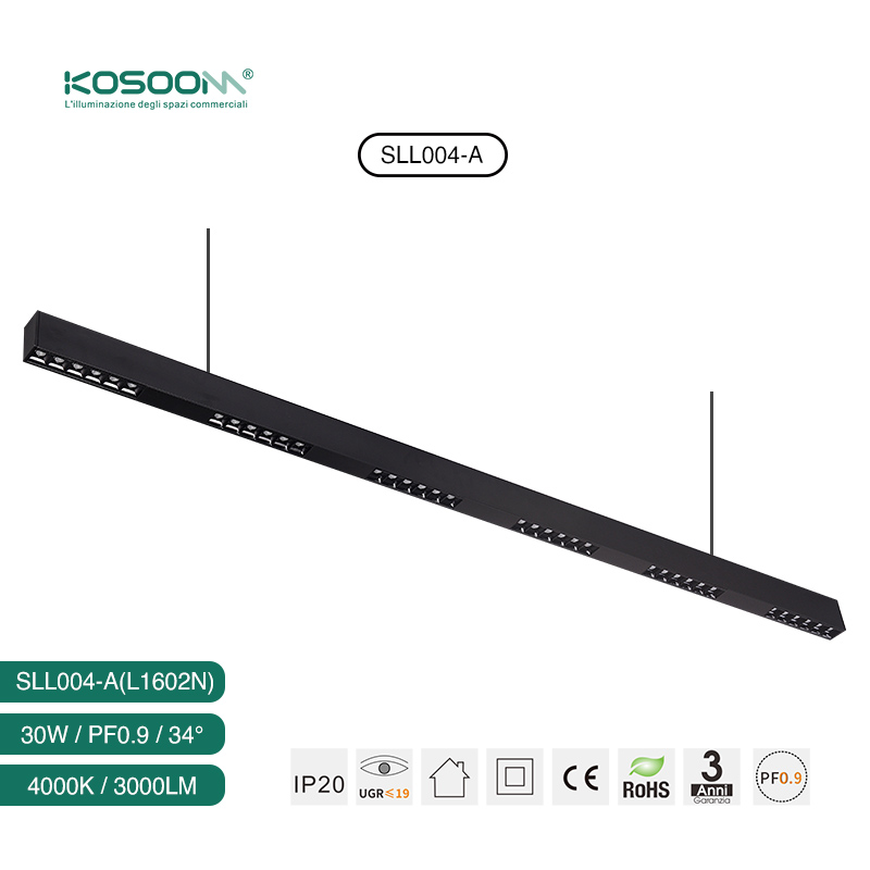 Negro Lámpara Lineal LED Colgante de Techo 30W 3000K 2900LM SLL004-A-L1601 -KOSOOM-Lámpara Lineal LED