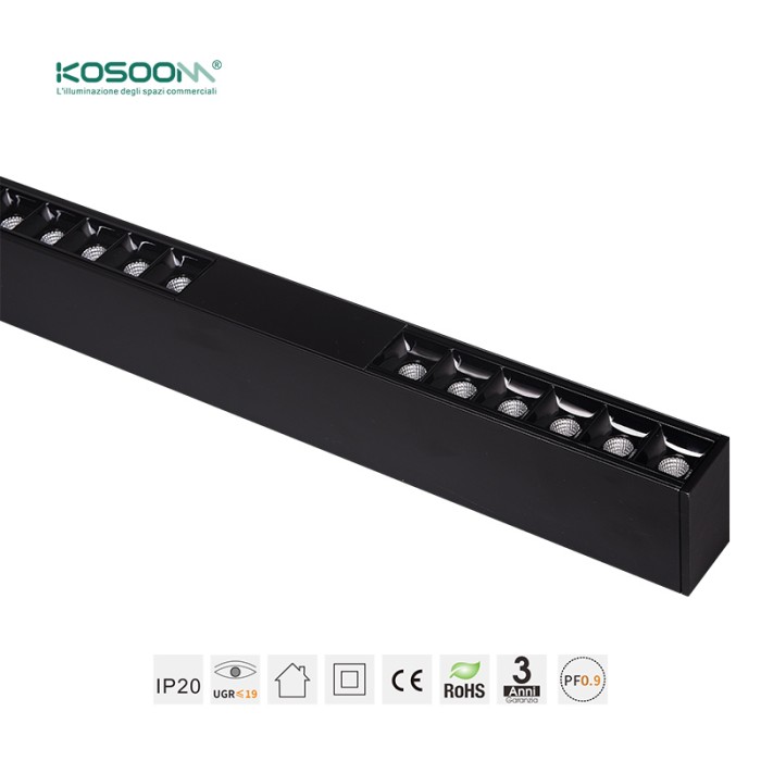 Negro Lámpara Lineal LED Colgante de Techo 30W 3000K 2900LM SLL004-A-L1601 -KOSOOM-Lámpara Lineal LED