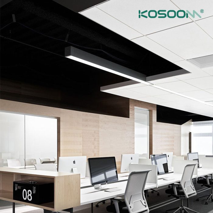 Negro Lámpara Lineal LED de Techo Colgante Eficiente 20W 4000K 2100LM Ángulo 110˚  Negro -Kosoom-Lámparas de Techo