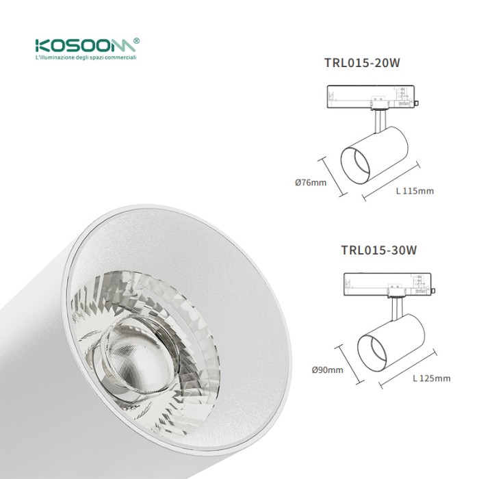 LED Diseño Elegante Focos de Carril Blanco 20W/4000K/2700LM/Ángulo del haz 36˚ T1501B TRL015 -Kosoom-Focos LED