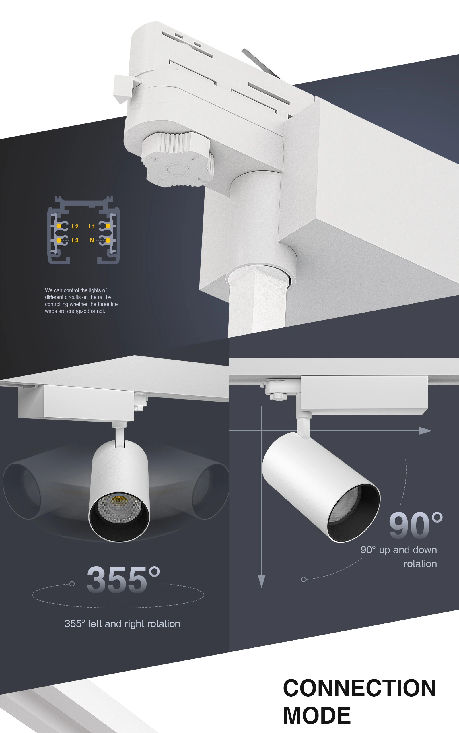 Track Lighting Venta al por mayor Foco Iluminación sobre Riel 12W 3000K 960LM T0101N Ángulo de haz 24˚ TRL001- Kosoom-Focos LED--06