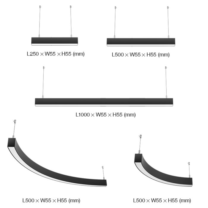 Negro Lámpara Lineal LED Colgante 48W 4000K 4890LM -Kosoom-48W Lámpara Lineal LED