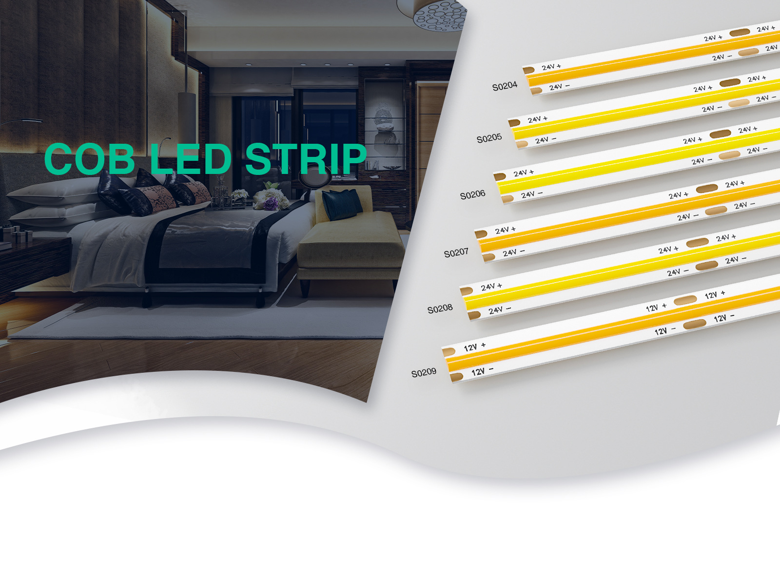 Tiras LED COB IP20 480LEDs/m 1130lm/m DC24V CRI＞90 11W/m 3000K - STL002- S0204 Kosoom-Tira LED Regulable--11