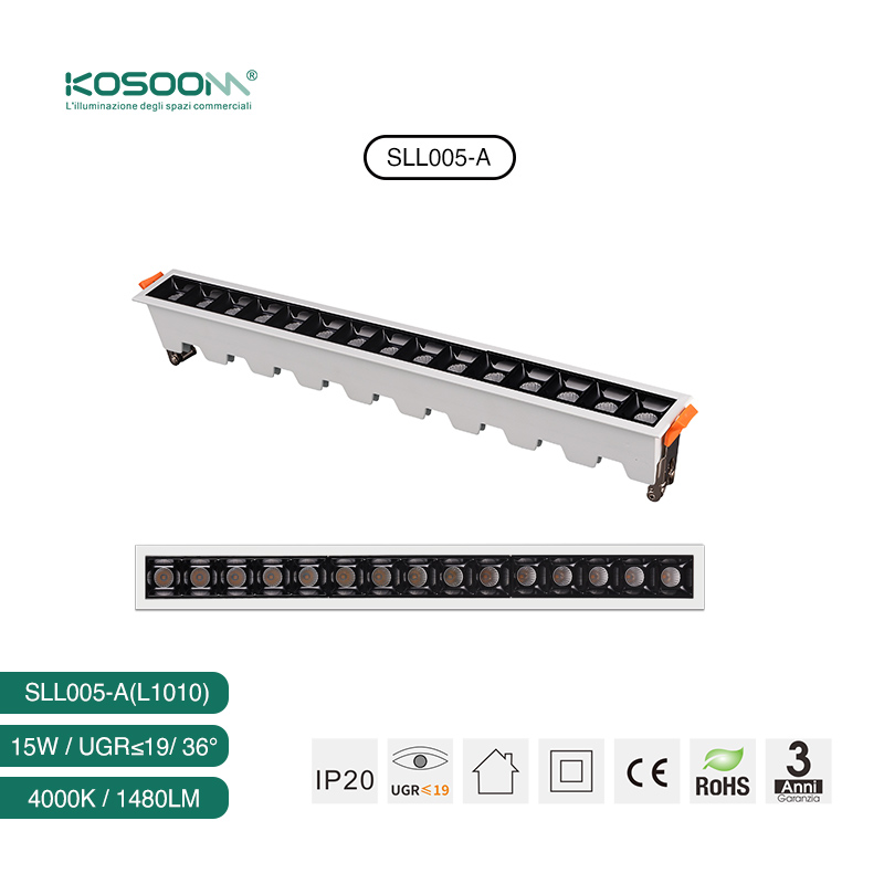 1W 3000K Iluminación lineal LED cuadrada 90LM 36° UGR＜19 SLL005-A L1001 Kosoom-Lámpara Lineal LED-Luminarias Lineales