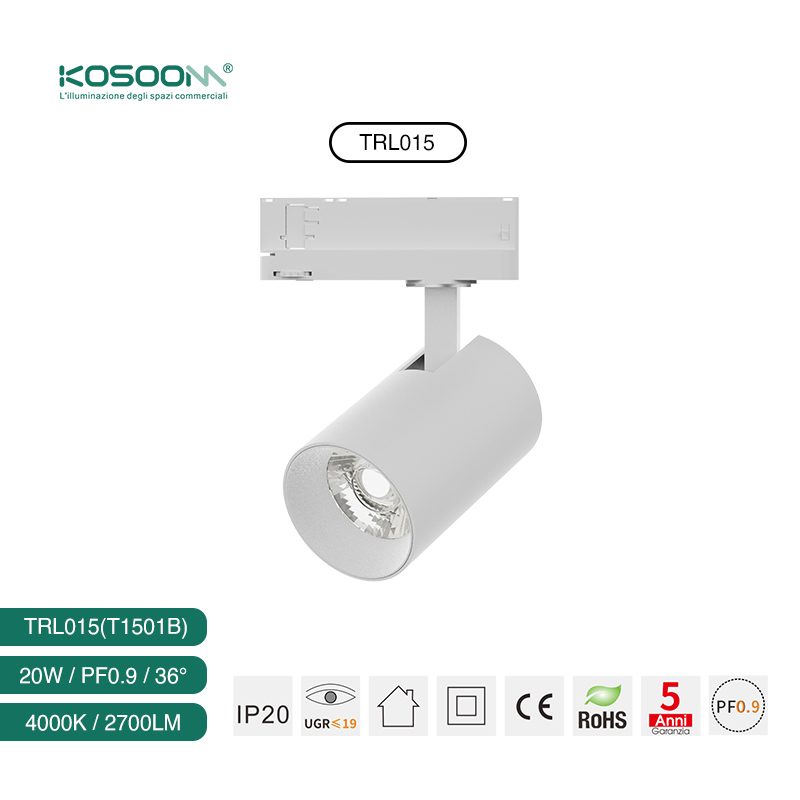 LED Diseño Elegante Focos de Carril Blanco 20W/4000K/2700LM/Ángulo del haz 36˚ T1501B TRL015 -Kosoom-Focos LED