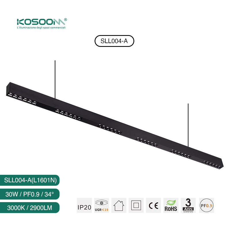 Negro Lámpara Lineal LED Colgante de Techo 30W 3000K 2900LM SLL004-A-L1601 -KOSOOM-Lámparas de Techo