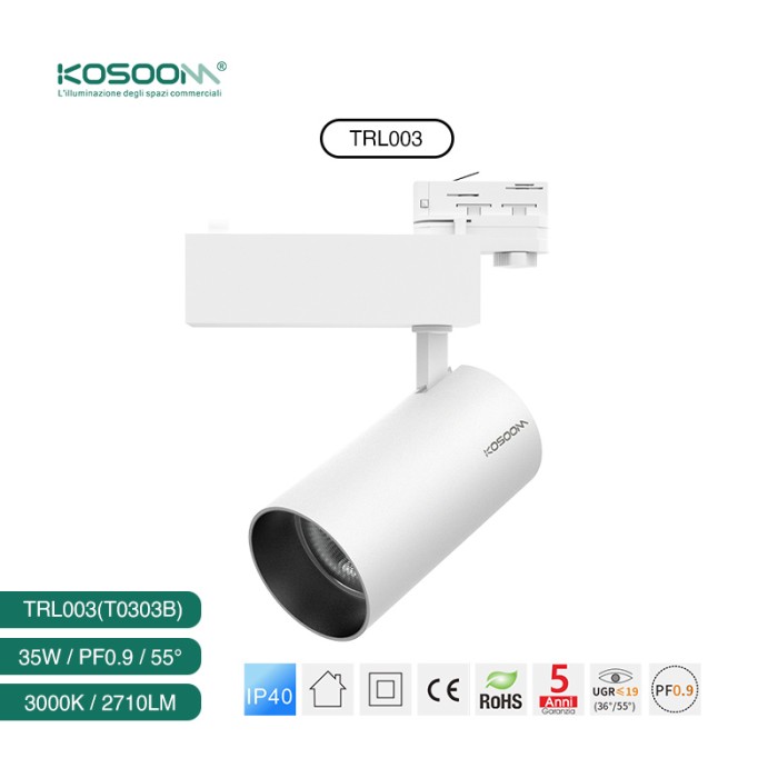 Foco de Carril Track Lighting Spotlight LED 2710LM 3000K Ángulo de haz 55˚ 35W TRL003-T0303B-Kosoom-Focos LED