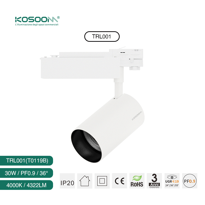 Foco de Carril TRL001 Track lighting 40W 4000K 4322LM Ángulo de haz 36˚ T0119B - Kosoom-Focos de Carril