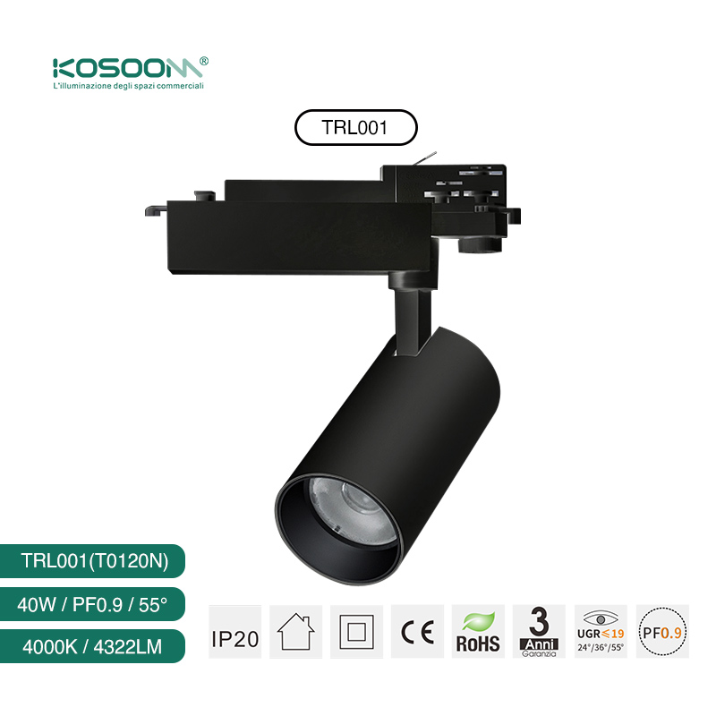 Foco LED Track Lighting Iluminación de Carril 40W/4000K/4322LM Ángulo de haz 55˚ TRL001-T0120N- Kosoom-Focos LED
