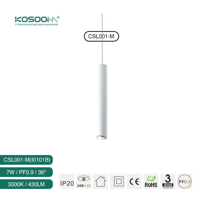 I0101B 7W 3000K Lámparas de Techo Colgantes LED en Forma de Cilindro Blanco para Bares CSL001-M Kosoom-Lámparas de Techo