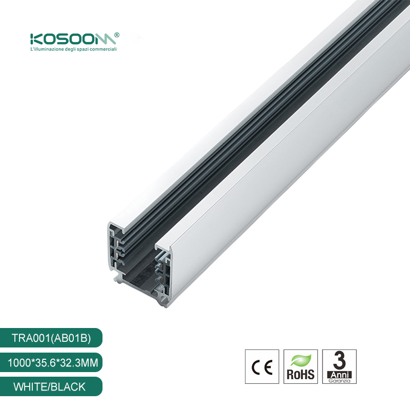 Carril de Luz Trifásico 4 Hilos Cuadrado Tipo C Sección 1m para Foco de Carril Blanco TRA001-AB01B Kosoom-Perfil