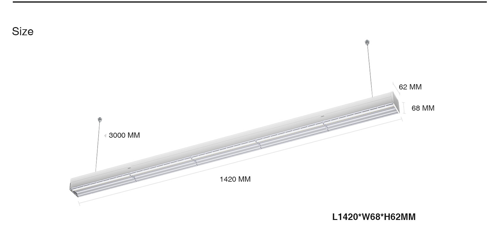 Luz Colgante Blanco Lámpara Lineal de Techo LED 50W/5000K/7800LM -KOSOOM-50W Lámpara Lineal LED--ML00203