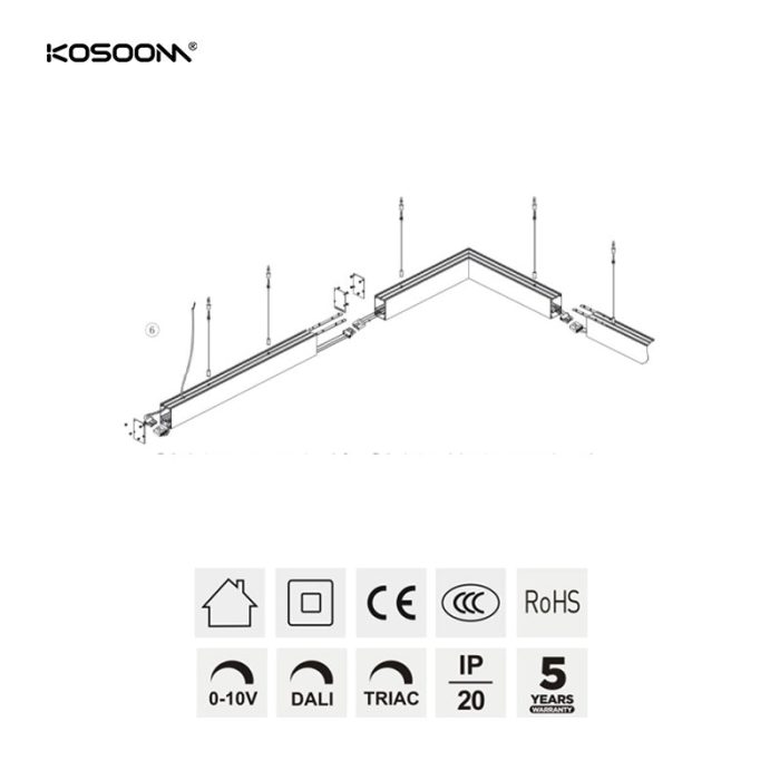 Luz LED de alto brillo SL931 Iluminación lineal Ahorro de energía Ajustable de alta eficiencia Kosoom-Lámpara Lineal LED-Productos Personalizados