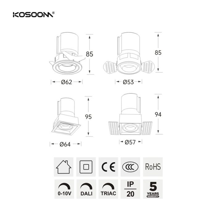 Downlight Lente LED Orientable 8W con 600 Lúmenes - SLS05508R - Kosoom-Downlight LED