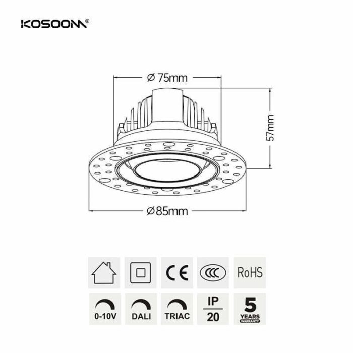 Foco regulable personalizado 12W DALI/TRIAC/0-10V 600-900LM STKT- kosoom-Focos LED