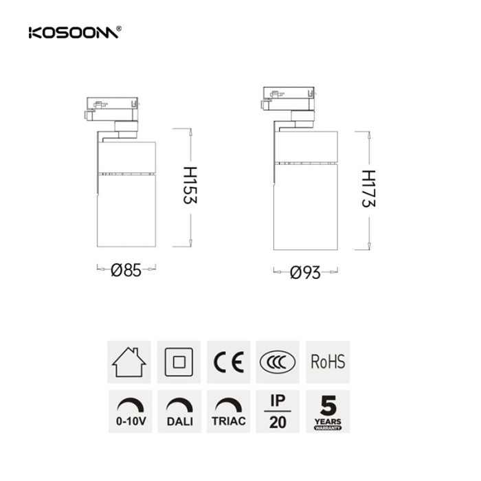 Luz de riel regulable de alta eficiencia personalizada 28/35W 2700-3500K ENFT-Kosoom-Focos de Carril