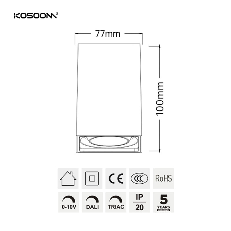 20W 1550LM IP65 Downlight LED Personalizable Lens Bridgelux V10A Ángulo del haz Regulable 20°/40°  MSD3001M -KOSOOM-Downlight LED