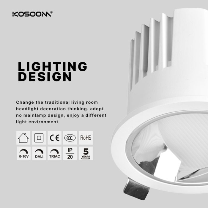 Focos LED de luz descendente con forma de diseño único Salidas de alto lumen; Índice de reproducción cromática (CRI) 90+ Blanco frío SLE09520 SLE kosoom-Downlight LED-Estándar Downlights