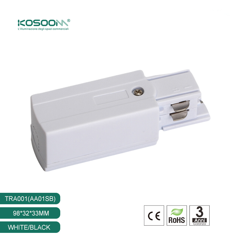 Conector de Alimentación Cuadrado de Cuatro Hilos para Track Lighting Izquierdo Blanco TRA001-AA01SB Kosoom-Accesorios