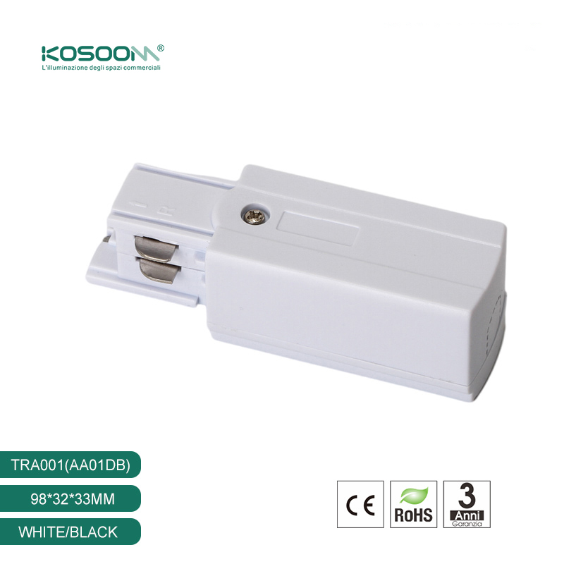 Conector de Alimentación Cuadrado de Cuatro Hilos Derecho para Foco de Carril Blanco TRA001-AA01DB Kosoom-Accesorios