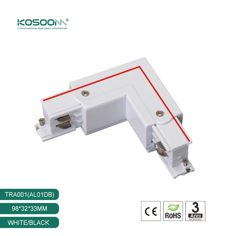 Conector en Forma de L Derecha Blanco para Track Lighting - Alimentación de Foco de Carril LED TRA001-AL01DB Kosoom-Accesorios