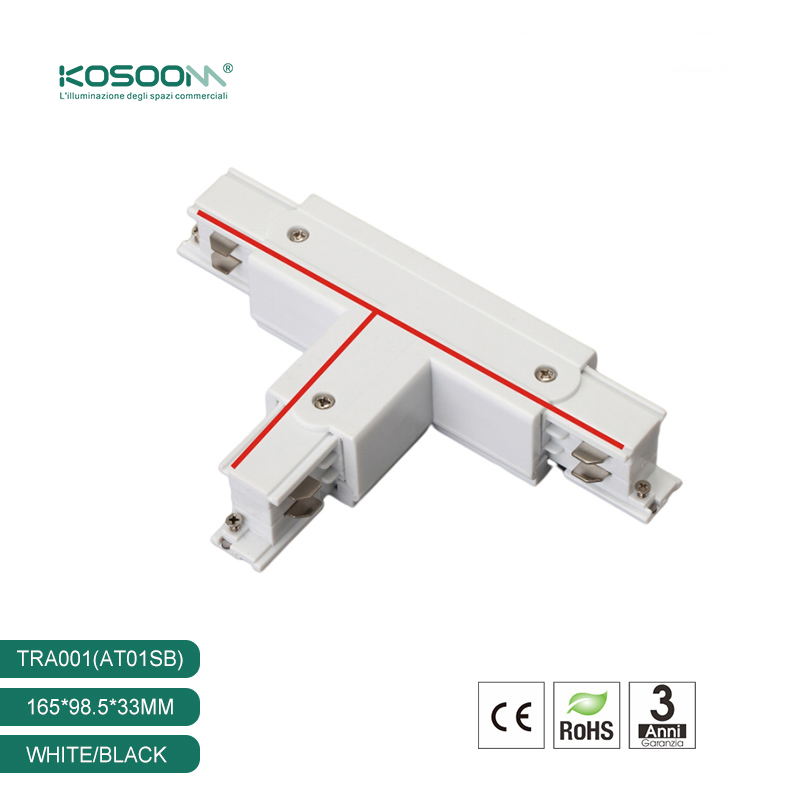 Conector en T para Alimentación de Carril Empalmador de Tres Vías Cuadrado de Cuatro Hilos Izquierdo TRA001-AT01SB Kosoom-Accesorios