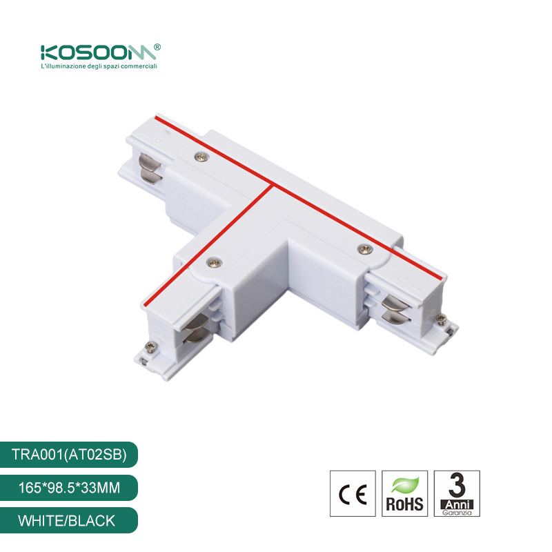 Conector en T Alimentación de Carril Articulación Izquierda B Blanco TRA001-AT02SB Kosoom-Accesorios