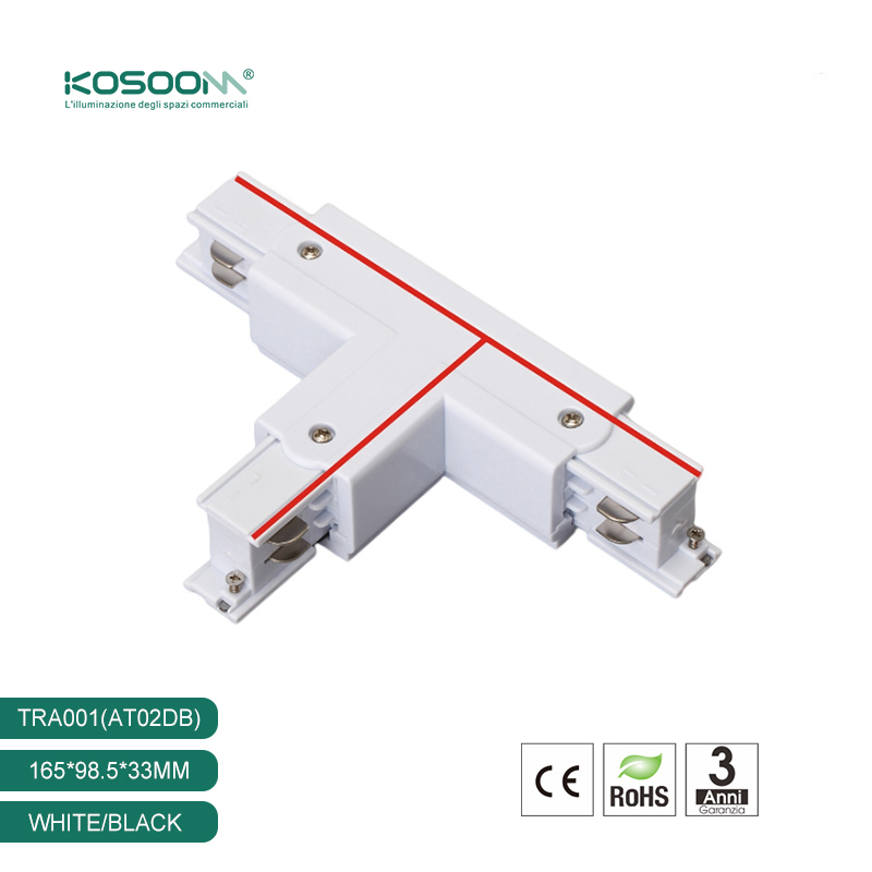 Conector en T para Alimentación de Carril Empalmador de Tres Vías Cuadrado de Cuatro Hilos Derecha B Blanco TRA001-AT02DB Kosoom-Accesorios