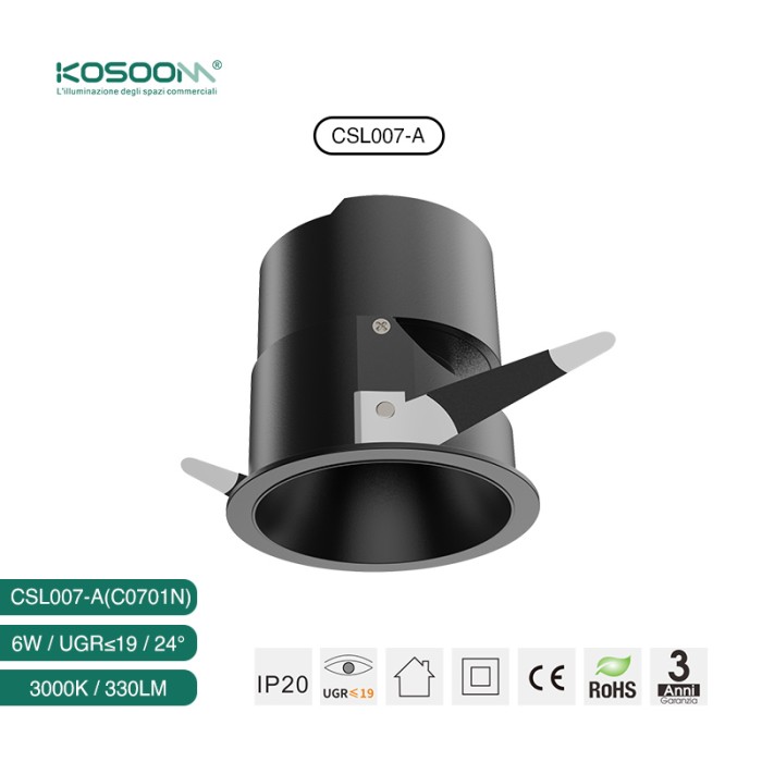 Foco LED Spotlight Empotrable 6W Negro CSL007-A-C0701N Kosoom-Focos LED