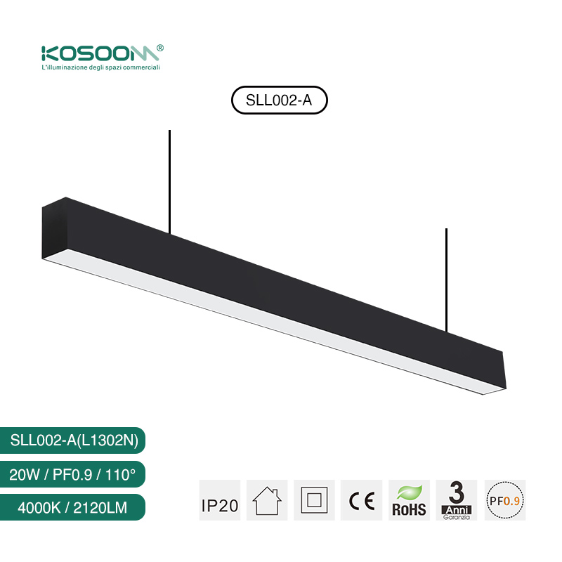 Negro Lámpara Lineal LED de Techo Colgante Alta Calidad 20W 4000K 2120LM Ángulo 110˚ CRI≥80 -Kosoom-Lámpara Lineal LED