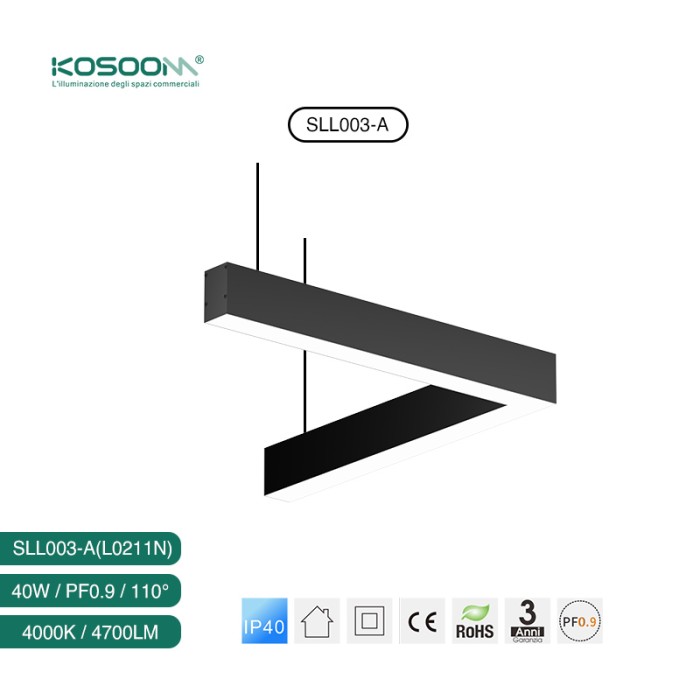 Lámpara Lineal Colgante LED Blanco 40W 3000K 4300LM Alta Calidad -KOSOOM-Lámparas de Techo