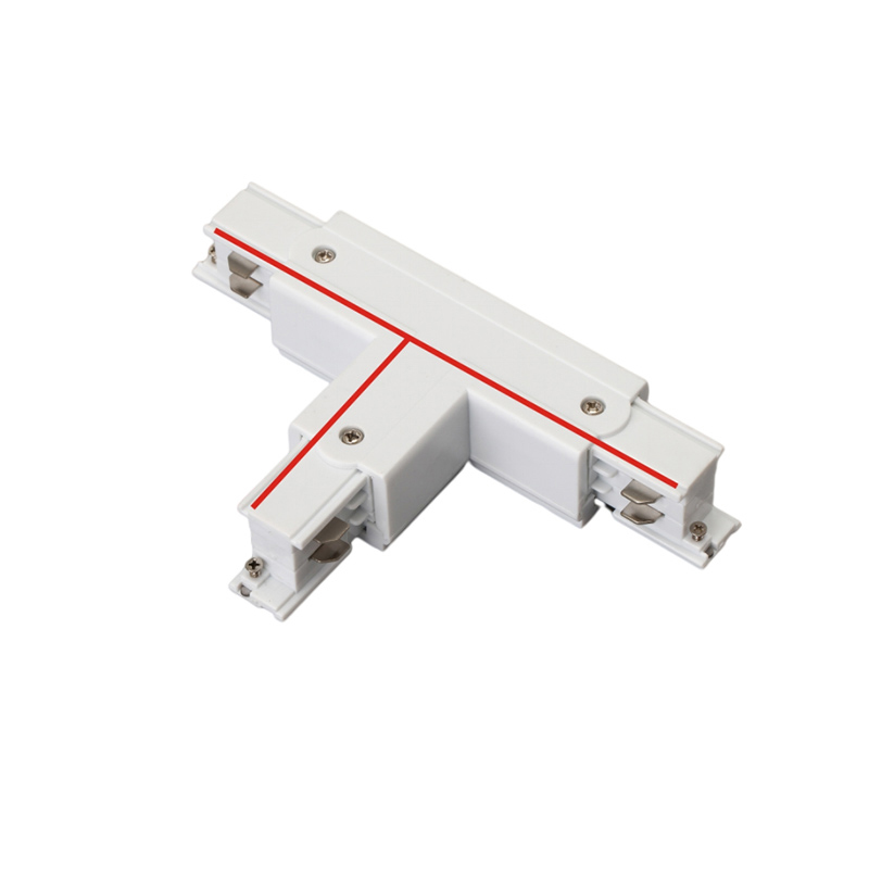 Conector en T para Alimentación de Carril Empalmador de Tres Vías Cuadrado de Cuatro Hilos Izquierdo TRA001-AT01SB Kosoom-Accesorios