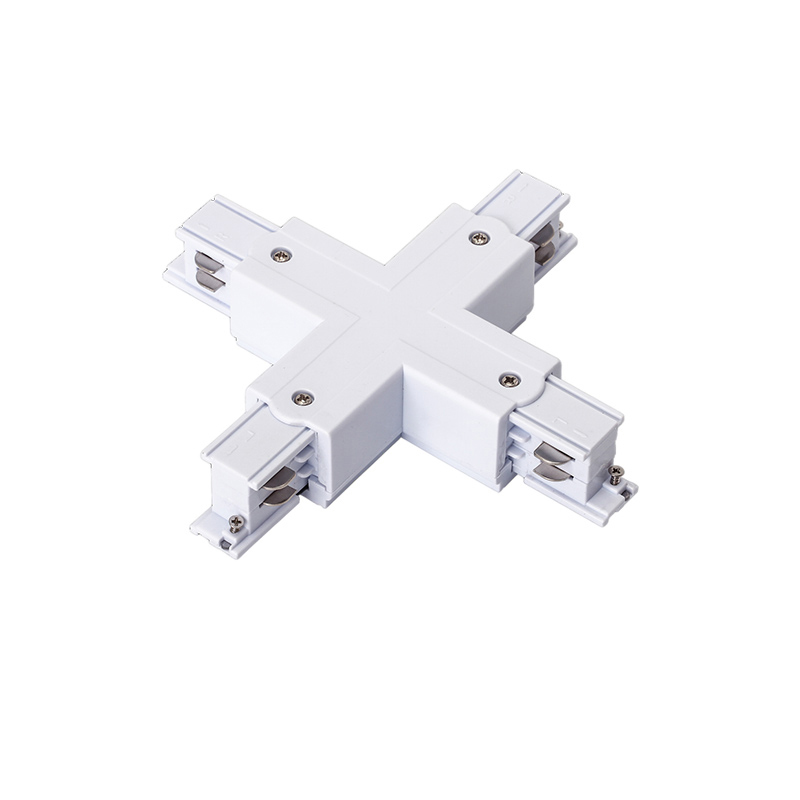 Conector Unión X Alimentación Carril Trifásico Blanco Empalmador Cuadrado de Cuatro Vías para Foco de Carril TRA001-AX01B Kosoom-Accesorios