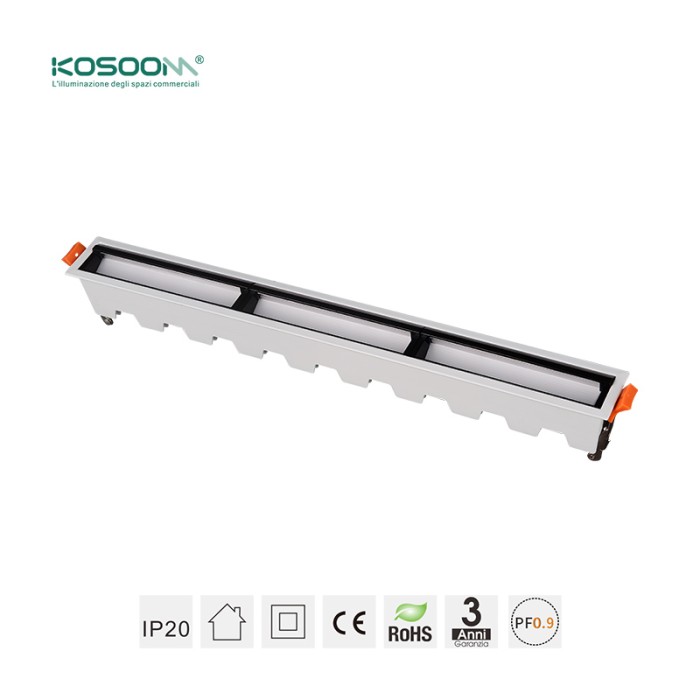 Barra Lineal LED Empotrable 5W 3000K Blanco L1101 280lm 20˚ CRI≥80 UGR≤27 SLL006-A Kosoom-Focos LED