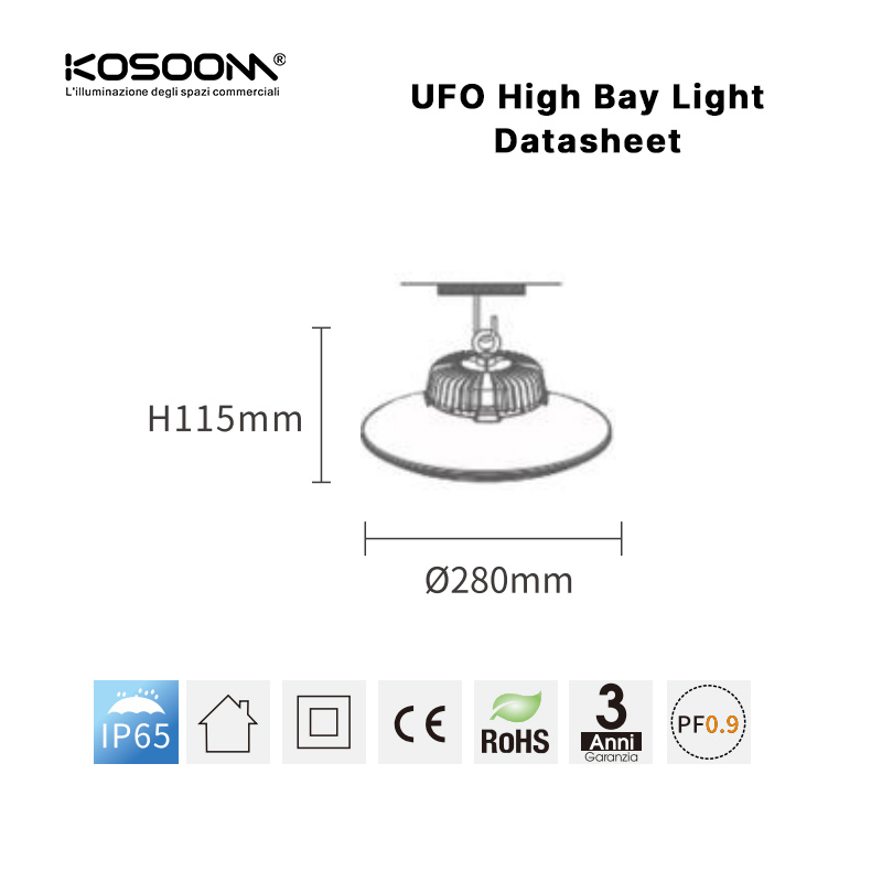 200W UFO LED 6000K Blanco Frío Iluminación Máxima - U0106-MLL001-C-KOSOOM-Foco UFO LED