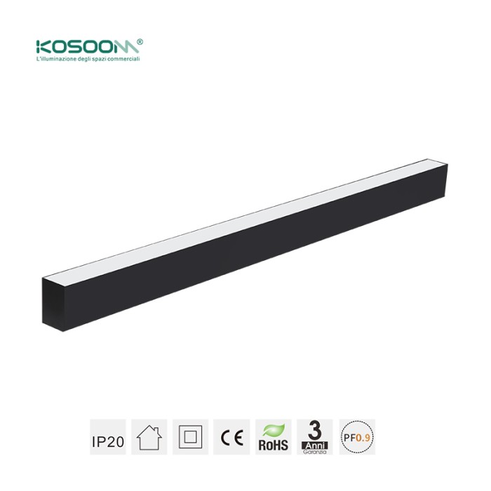 Negro Lámpara Lineal LED de Techo Colgante Alta Calidad 20W 4000K 2120LM Ángulo 110˚ CRI≥80 -Kosoom-Lámpara Lineal LED