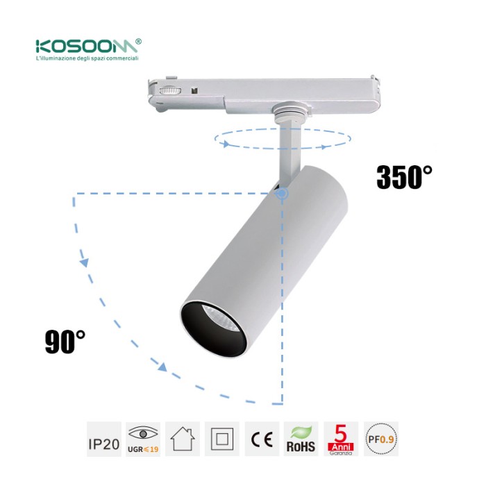 Spotlight en Carril Foco en Carril Luces de Riel LED Blanco 30W T1201B 3000K 2270LM TRL012- Kosoom-Focos LED