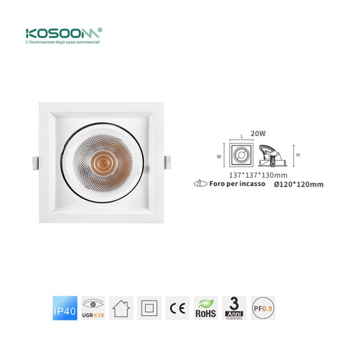 20W 3000K 1650LM Blanco Downlights Focos Empotrables LED C0407 CSL004-A -KOSOOM-Downlight LED-Estándar Downlights