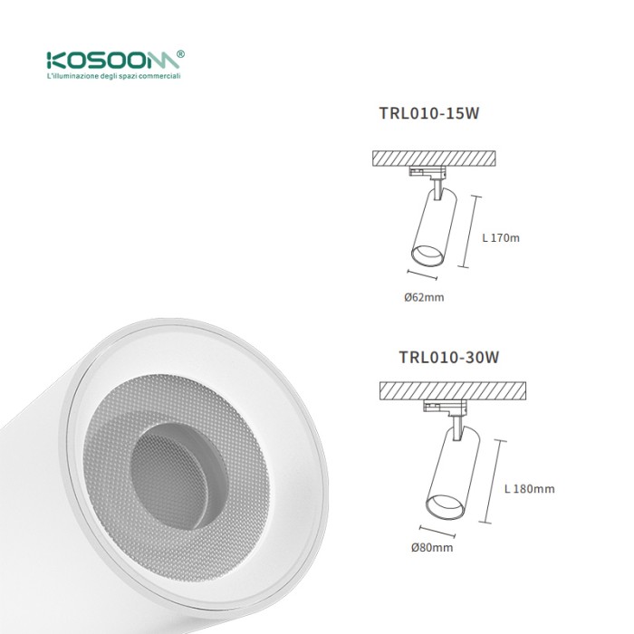 Spotlight Foco en Riel Iluminación de Carril LED Blanco Directos de Fábrica TRL010-T1002B 3000K 15W 1320LM Ángulo de haz 55˚- Kosoom-Focos LED