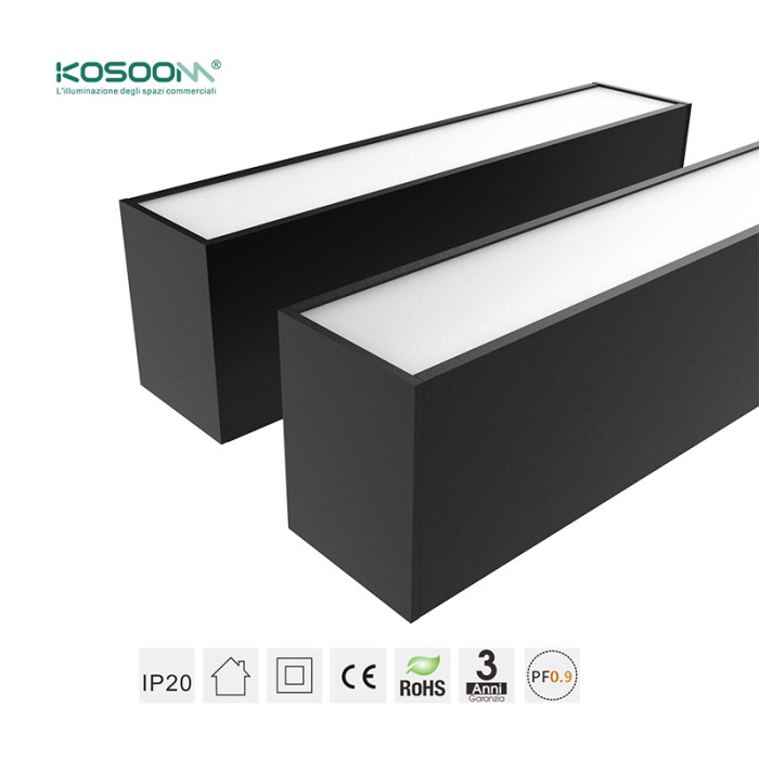 Negro Lámpara Lineal LED de Techo Colgante Alta Calidad 20W 4000K 2120LM Ángulo 110˚ CRI≥80 -Kosoom-Lámpara Lineal LED