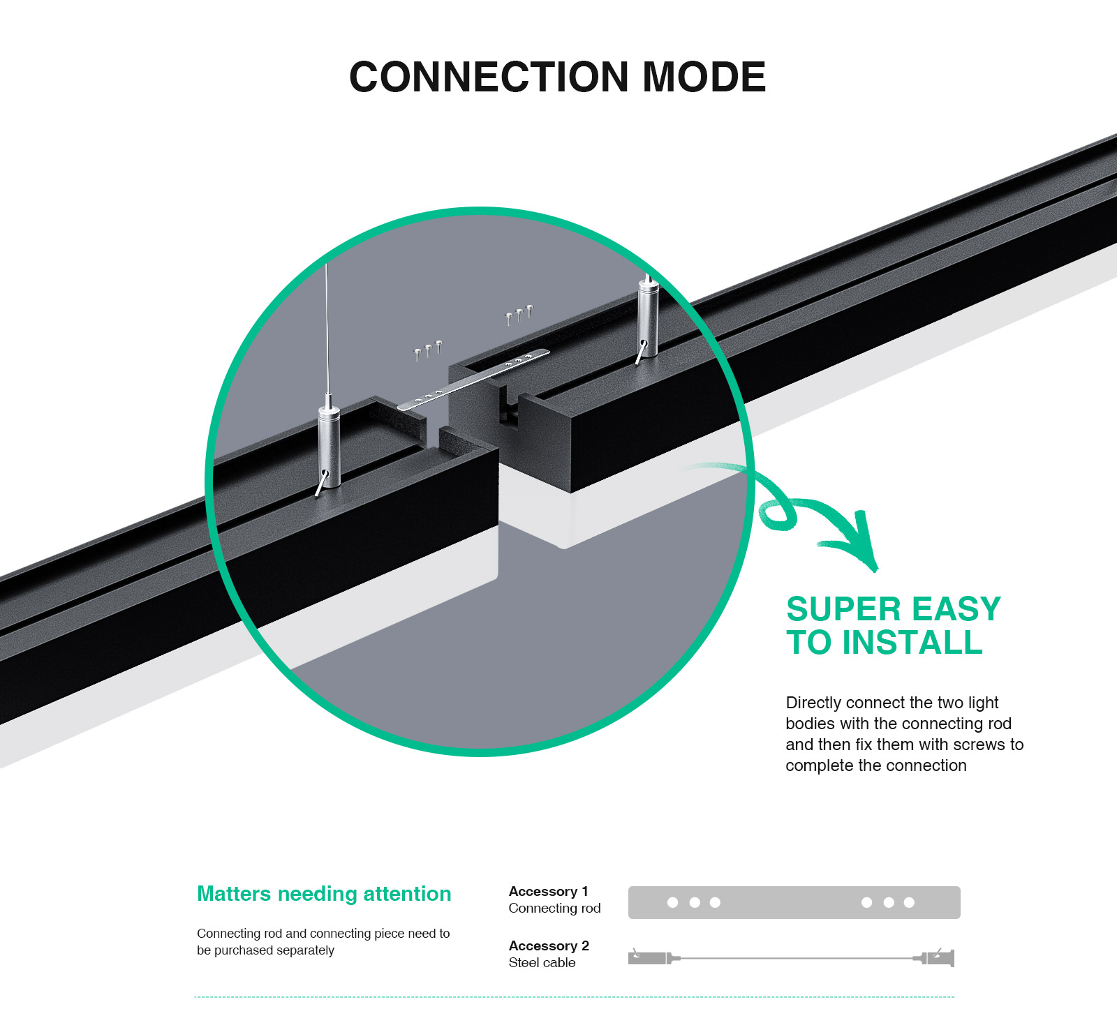 Módulo de Conexión de Diamante L0311B Blanco para Lámpara Lineal LED MLL003-A 6W 3000K 590LM -Kosoom-Accesorios--08