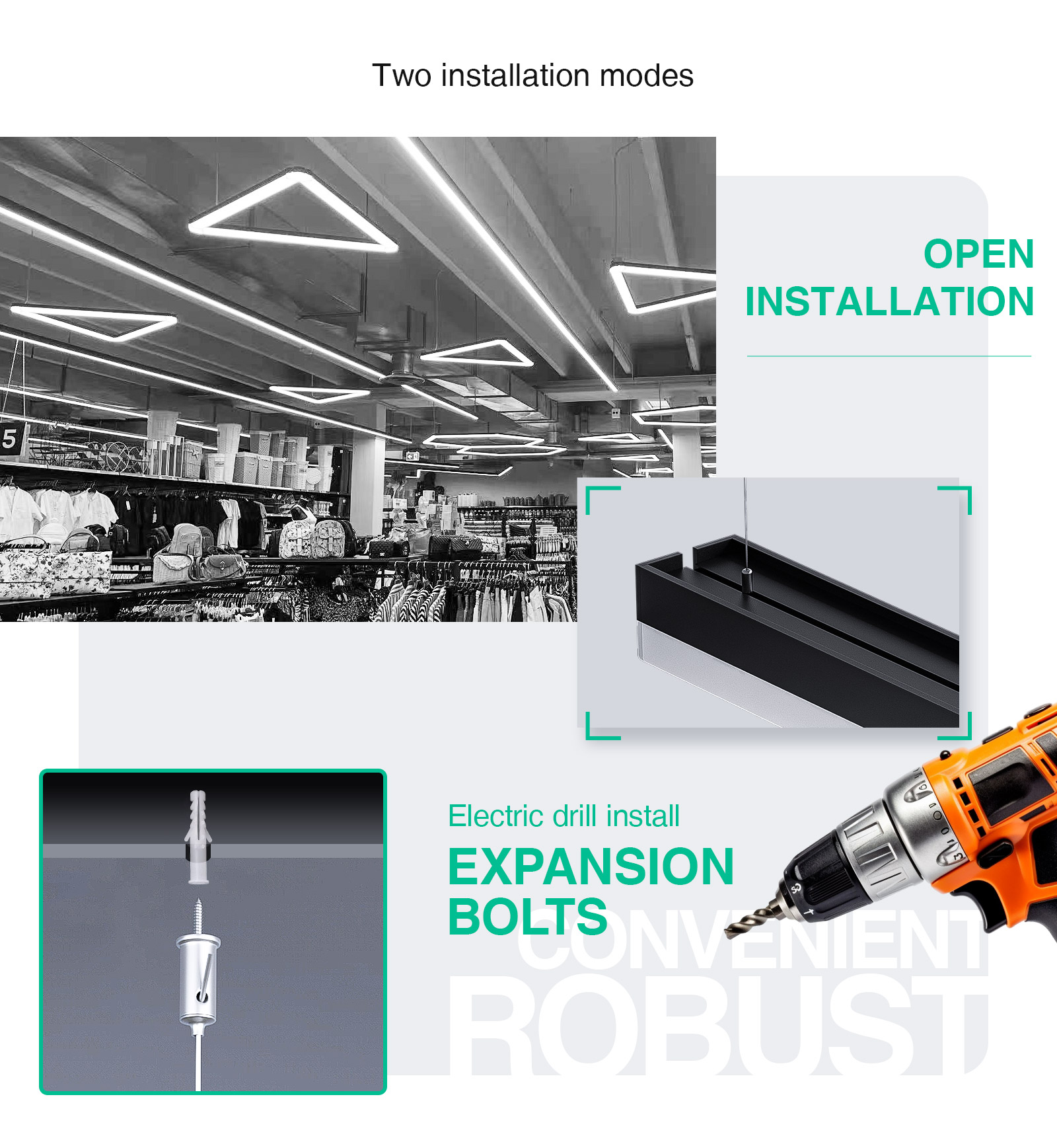 Kit de Accesorios para Instalación en Techo 100 mm LA0305 para Lámpara Lineal LED MLL003-A -Kosoom-Accesorios--09