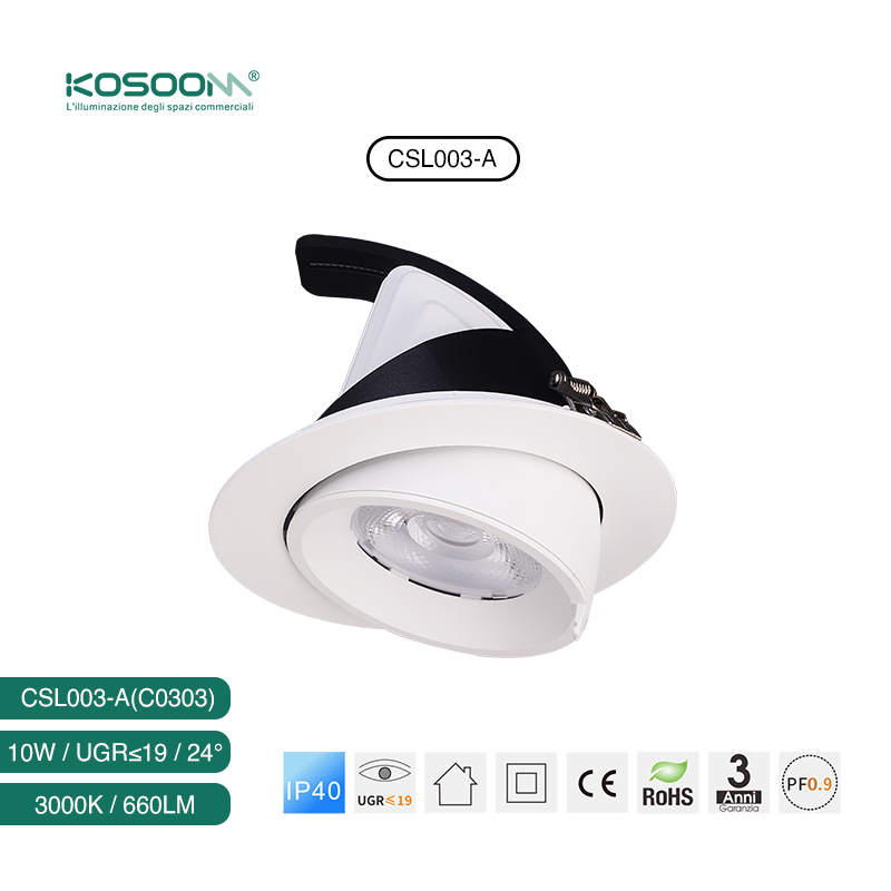 Downlights LED ajustables directamente de fábrica IP40 10W 3000K 660LM C0303 CSL003-A Kosoom-Focos LED