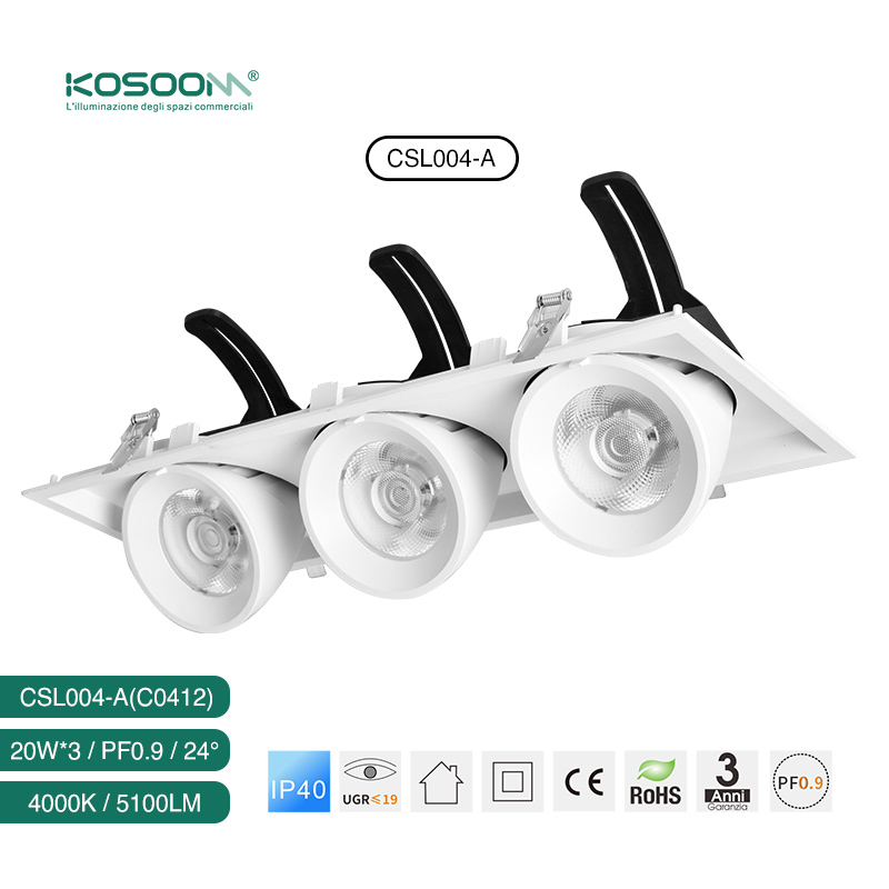 C0412 Focos empotrables LED de bajo consumo 20W*3 4000K 5100LM CSL004-A KOSOOM-Downlight LED-Estándar Downlights