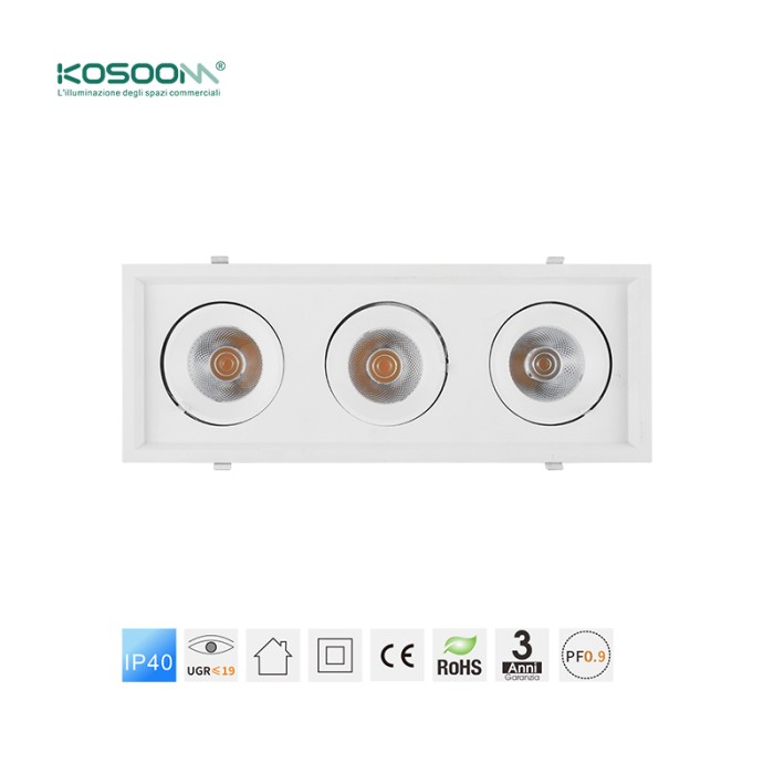 Focos empotrables LED C0405 10W*3 3000K 2010LM CSL004-A KOSOOM al por mayor-Downlight LED-Estándar Downlights