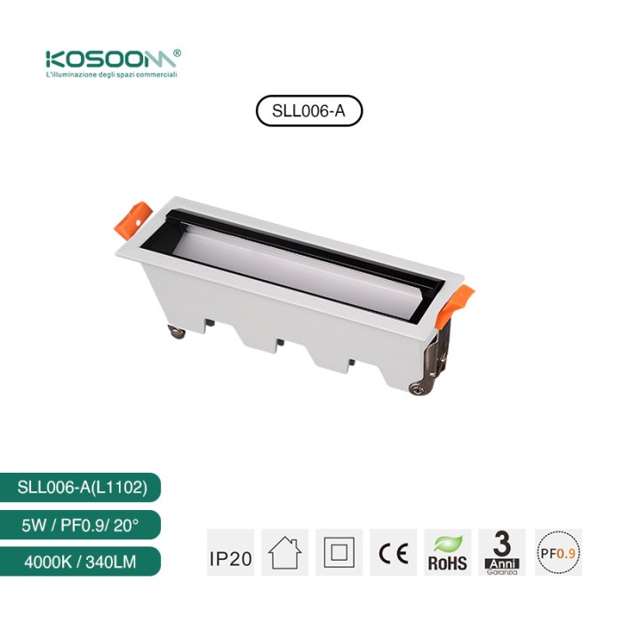 L1102 Barra Lineal LED 5W 4000K Blanco 340lm 20˚ CRI≥80 UGR≤27 SLL006-A Kosoom-Lámpara Lineal Empotrable