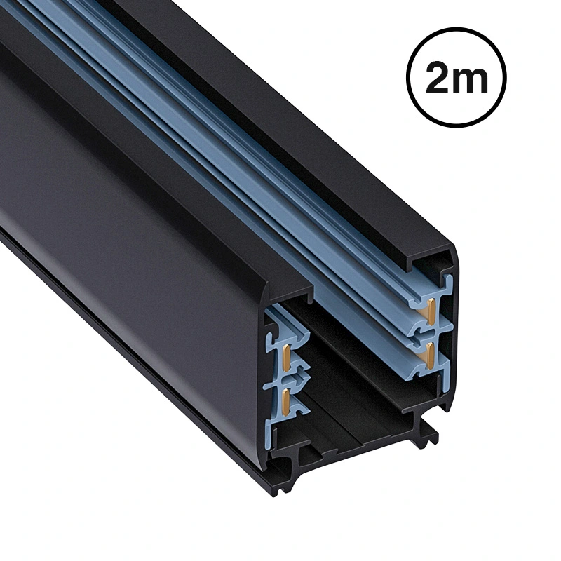 Carril Trifásico 2000mm para Focos de Carril LED Negro 2000W TRA001-AB02N Kosoom-Accesorios--AB02N