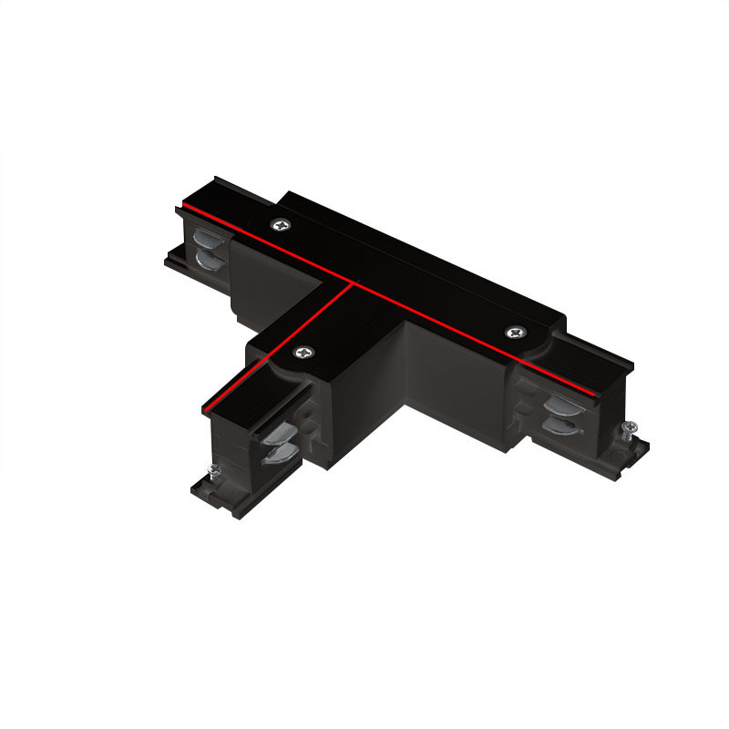 Conector en T para Alimentación de Carril Negro Empalmador de Tres Vías Cuadrado de Cuatro Hilos Izquierdo A TRA001-AT01SN Kosoom-Accesorios